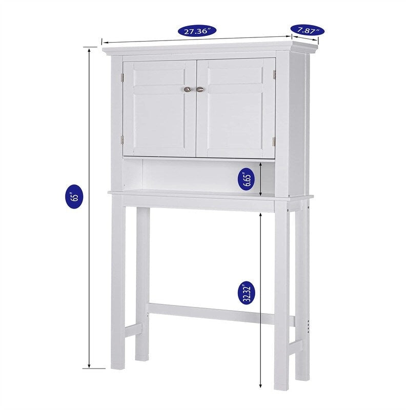 Over-Toilet Storage Cabinet with Beadboard Paneling and Adjustable Shelves - 27.36W x 65H