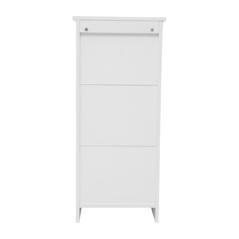 Freestanding Bathroom Storage Cabinet with Open Shelf and Single Door - White