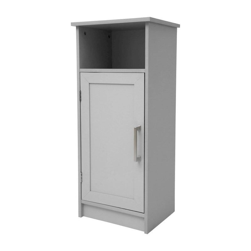 Freestanding Bathroom Storage Cabinet with Open Shelf and Single Door - White