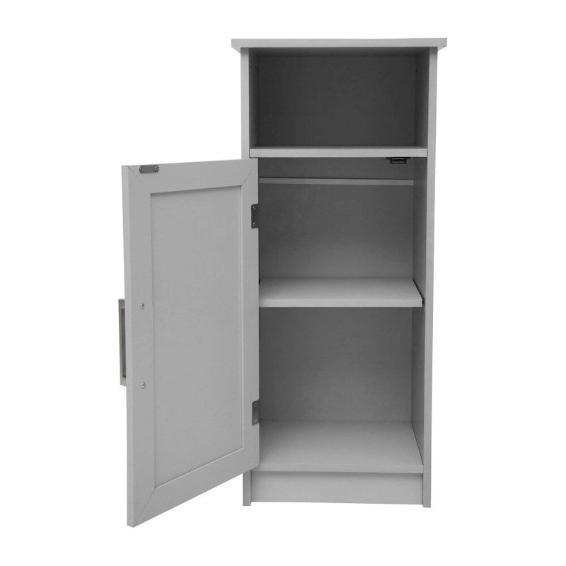 Freestanding Bathroom Storage Cabinet with Open Shelf and Single Door - White