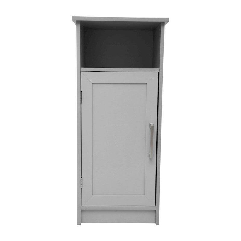Freestanding Bathroom Storage Cabinet with Open Shelf and Single Door - White