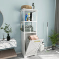 3-Tier Tilt-Out Laundry Hamper Cabinet with Storage Shelf and Metal Hooks - 53H