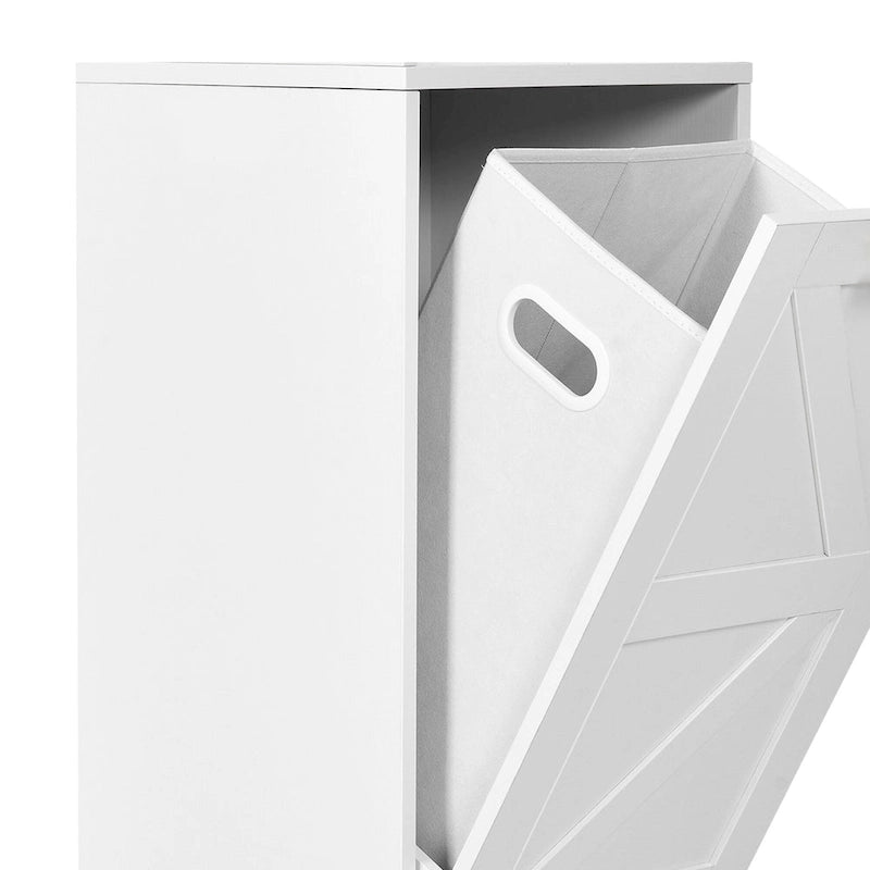 3-Tier Tilt-Out Laundry Hamper Cabinet with Storage Shelf and Metal Hooks - 53H