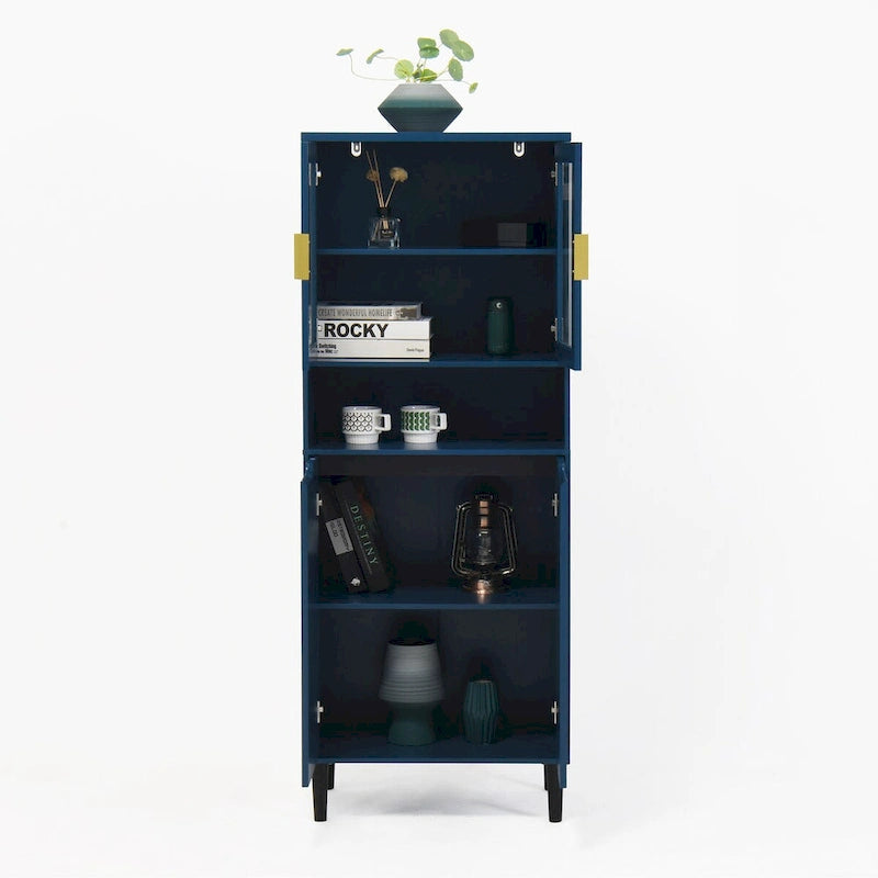 Tall Freestanding Storage Cabinet with Glass Doors