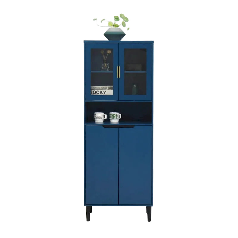 Tall Freestanding Storage Cabinet with Glass Doors