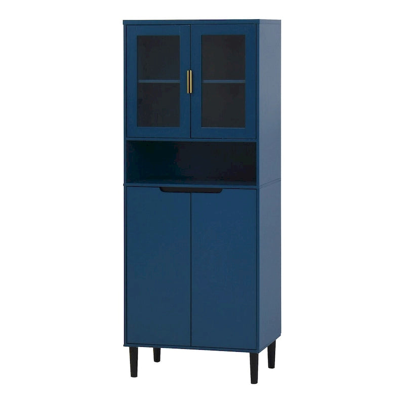 Tall Freestanding Storage Cabinet with Glass Doors