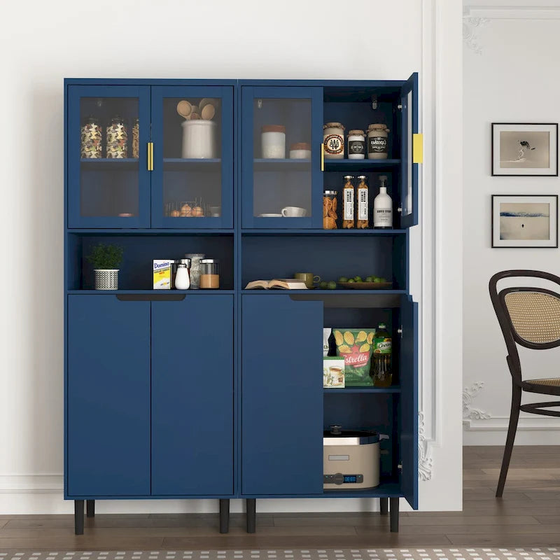 Tall Freestanding Storage Cabinet with Glass Doors
