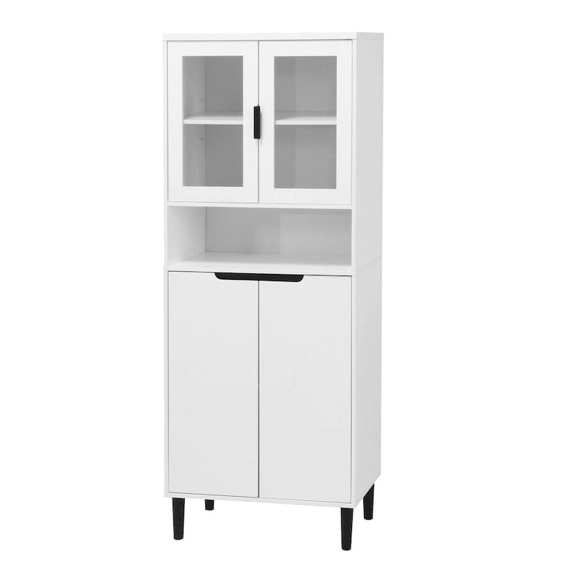 Tall Freestanding Storage Cabinet with Glass Doors