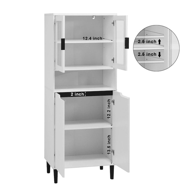 Tall Freestanding Storage Cabinet with Glass Doors