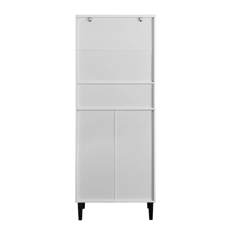 Tall Freestanding Storage Cabinet with Glass Doors