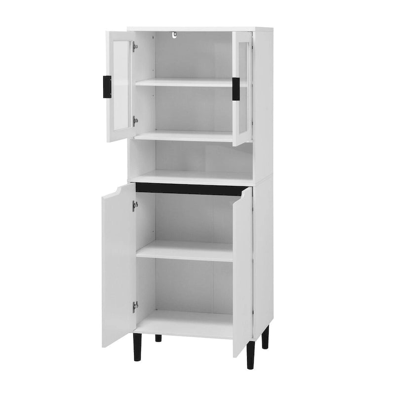 Tall Freestanding Storage Cabinet with Glass Doors