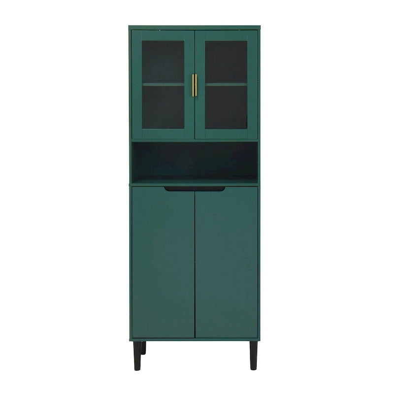 Tall Freestanding Storage Cabinet with Glass Doors