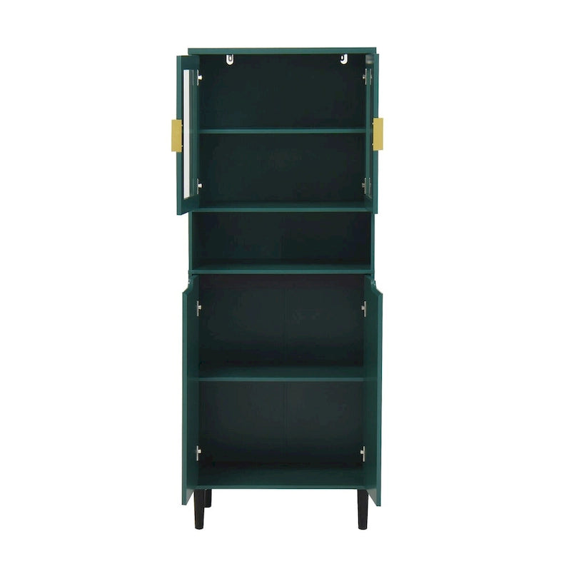 Tall Freestanding Storage Cabinet with Glass Doors