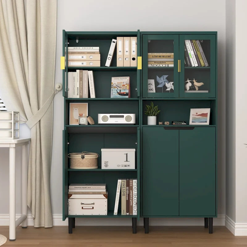 Tall Freestanding Storage Cabinet with Glass Doors