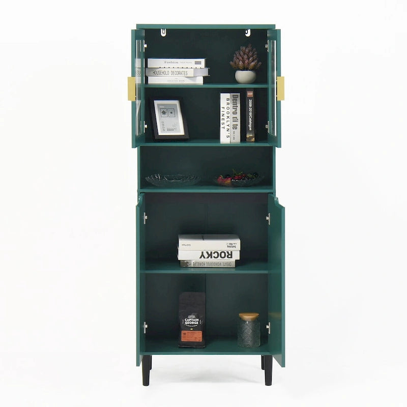 Tall Freestanding Storage Cabinet with Glass Doors